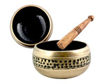 Black &amp; Gold Hand Hammered Tibetan Meditation Singing Bowl - 4"D