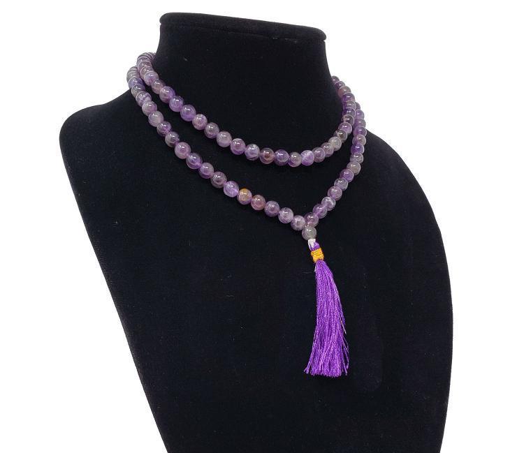 Prayer Mala / Amethyst Gemstone Necklace / (108)