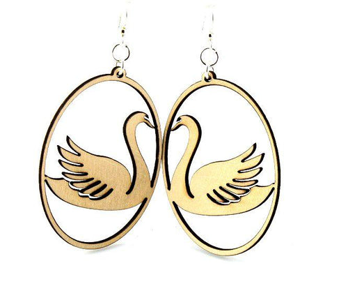 Swan in Oval Earrings # 1060 - ModernMonaStudio