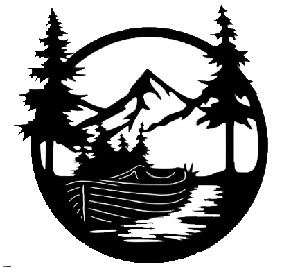 Boat Mountains Scene - Metal Wall Art - ModernMonaStudio