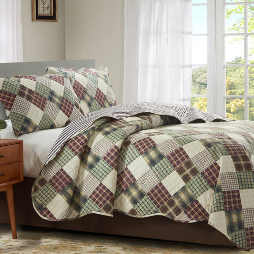 Jennifer 3 Piece Quilt Set - Brown - ModernMonaStudio