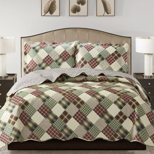 Jennifer 3 Piece Quilt Set - Brown - ModernMonaStudio