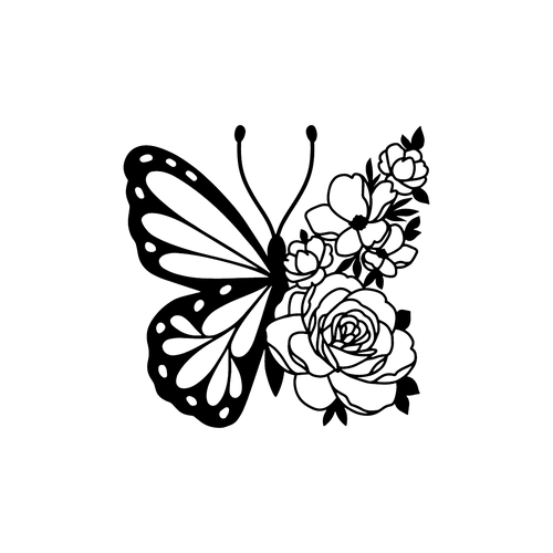 Floral Butterfly - Metal Wall Art - ModernMonaStudio