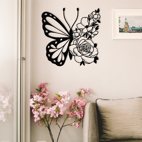 Floral Butterfly - Metal Wall Art - ModernMonaStudio