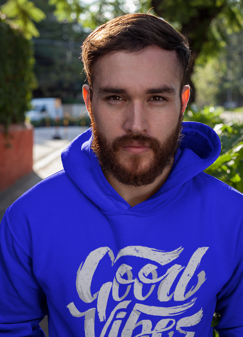Good Vibes Blue HOODIE - ModernMonaStudio