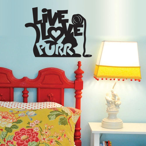 Live, Love, Purr - Metal Wall Art/Decor - ModernMonaStudio
