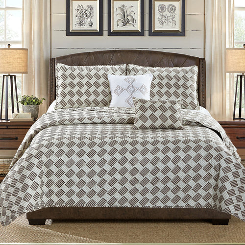 Karina - 5 Piece Quilt Set - Modern Brown - ModernMonaStudio