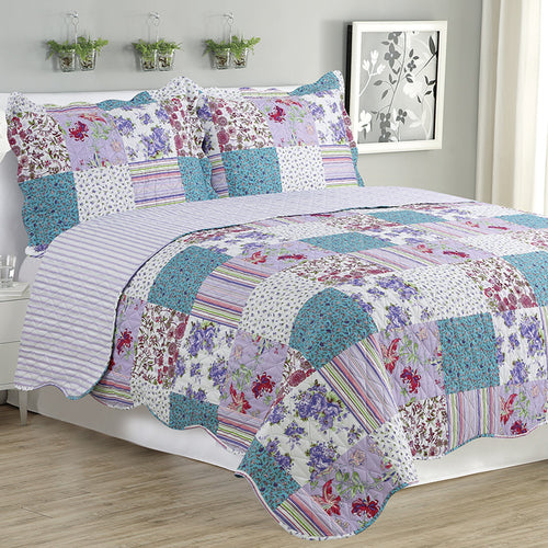 Kim - 3 Piece Quilt Set - Purple - ModernMonaStudio