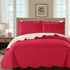 Sherry - 3 Piece - Solid Reversible Quilt Set - Red - ModernMonaStudio