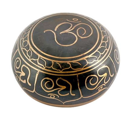 OM Symbol Tibetan Meditation Singing Bowl - 6.5"D - ModernMonaStudio