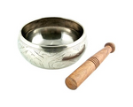 Lord Buddha Silver White Tibetan Meditation Singing Bowl - 6"D - ModernMonaStudio