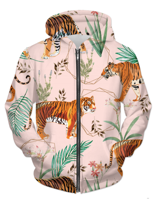 Tropical & Tiger UNISEX ZIP HOODIE - ModernMonaStudio