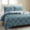 Juliet 3 Piece Quilt Set - Navy Lotus - ModernMonaStudio