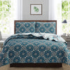 Juliet 3 Piece Quilt Set - Navy Lotus - ModernMonaStudio