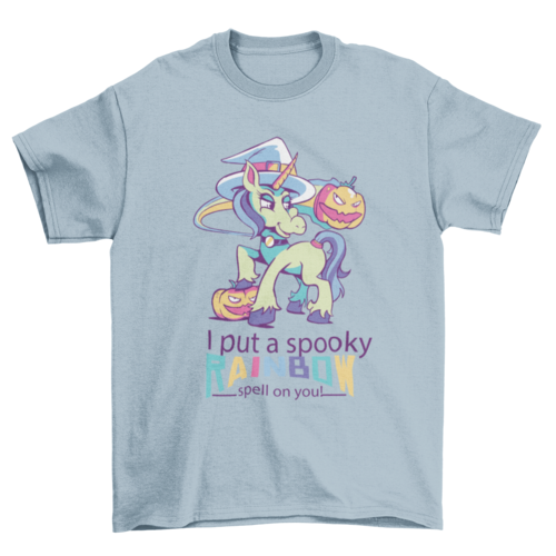 Witch Unicorn Halloween w/ quote I PUT A SPOOKY RAINBOW SPELL ON YOU - ModernMonaStudio