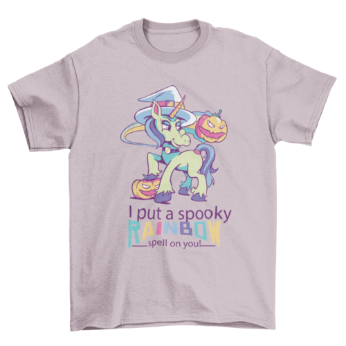Witch Unicorn Halloween w/ quote I PUT A SPOOKY RAINBOW SPELL ON YOU - ModernMonaStudio