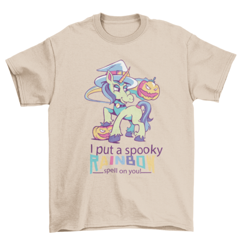 Witch Unicorn Halloween w/ quote I PUT A SPOOKY RAINBOW SPELL ON YOU - ModernMonaStudio