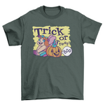 Girl in fairy costume halloween and jack o lantern w/ quote "Trick or - ModernMonaStudio