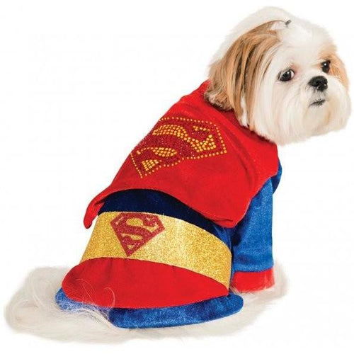 Cuddly Superman with Rhinestone Logo Pet Costume - ModernMonaStudio