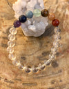 Chakra & Crystal Quartz Stretch Bracelet! Handmade Natural Stones! - ModernMonaStudio