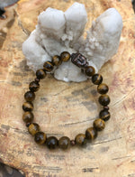 Tiger Eye & Buddha Gemstone Bracelet! Natural Gemstones! - ModernMonaStudio