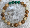 Genuine Malachite & Picture Jasper Stretch Bracelet! Rare Gemstone! - ModernMonaStudio