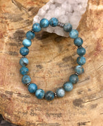 Blue Apatite Stretch Bracelet! Natural Gemstone Bracelet! - ModernMonaStudio