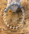 Angelite Celestite & Crystal Quartz Bracelet! Genuine Gemstones! - ModernMonaStudio