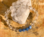 Blue Kyanite & Crystal Quartz Stretch Bracelet! Genuine Stones! - ModernMonaStudio