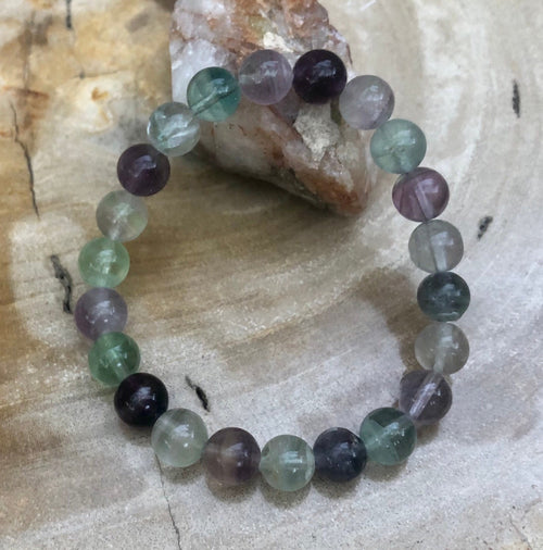 Rainbow Fluorite Stretch Bracelet! Natural & Handmade Jewelry! - ModernMonaStudio