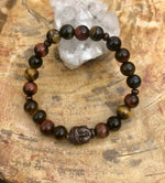 Multi Tiger Eye & Buddha Gemstone Stretch Bracelet! - ModernMonaStudio