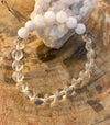 Rainbow Moonstone & Crystal Quartz Stretch Bracelet! Genuine Crystals! - ModernMonaStudio