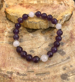 Amethyst & Rose Quartz Stretch Bracelet! Natural Crystals! - ModernMonaStudio