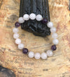 Rose Quartz & Amethyst Stretch Bracelet! Genuine Crystals! - ModernMonaStudio