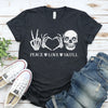 Peace Love Skull Halloween T-shirt - ModernMonaStudio