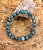 Blue Apatite Stretch Bracelet! Natural Gemstone Bracelet! - ModernMonaStudio