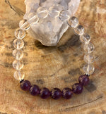 Amethyst & Crystal Quartz Stretch Bracelet! Handmade w/ Real Crystals! - ModernMonaStudio