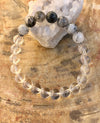 Black Tourmaline & Crystal Quartz Stretch Bracelet! Genuine Crystals! - ModernMonaStudio