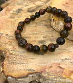 Multi Tiger Eye & Buddha Gemstone Stretch Bracelet! - ModernMonaStudio