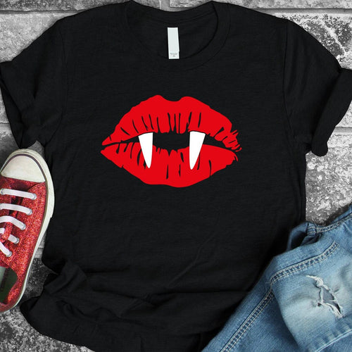 Vampire Lips Halloween T-shirt - ModernMonaStudio