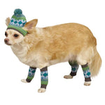 Pet Hat & Leg Warmers - Blue & Green - ModernMonaStudio