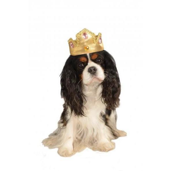 Gold Tiara With Pink Stones Dog Costume - ModernMonaStudio