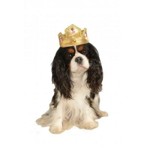 Gold Tiara With Pink Stones Dog Costume - ModernMonaStudio