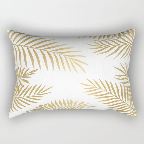 Golden Leaf Rectangle Pillow - ModernMonaStudio