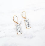 Natural Stone Bar gold dangle lever back earrings - ModernMonaStudio