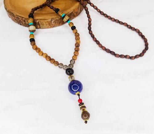 Boho Beaded Necklace with multi colored beads - Mala - Yoga Necklace - Meditation
