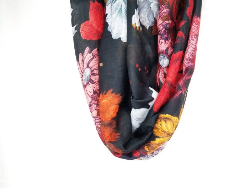 Bohemian In Bloom Black Scarf - Rectangle Scarf