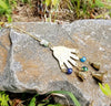 Brass Hand of Compassion Wind Chime w/ Colored Beads & Bells - ModernMonaStudio