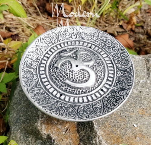 Silver OM Incense Burner - OM Smudge Tray - ModernMonaStudio