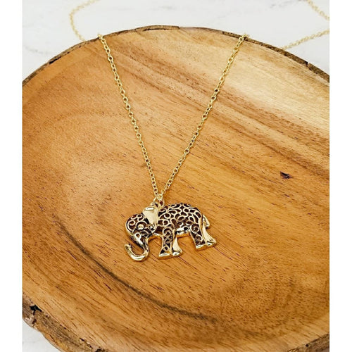 Gold Elephant Necklace with Elephant Charm - Strength and Resilience Necklace - Unisex